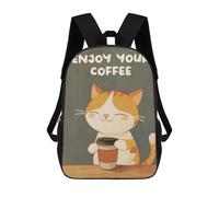 sinyumoney Cute Cartoon Cat Coffee Mochila Escolar Impresa En 3D Para Niños, Mochila Escolar Informal De Moda Para Viajes Para Niños Y Estudiantes 17inch