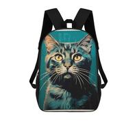 sinyumoney Cute Cat Animal Art Mochila Escolar Infantil De 17 Pulgadas, Impresa En 3D, Estilo Casual, Para Niños, Ideal Para Viajes, Como Mochila Escolar O Para Llevar Libros.