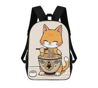 sinyumoney Cute Cat Eating Ramen Mochila Infantil, Mochila Escolar Infantil, Mochilas Escolares Impresas En 3D Para Niños Y Estudiantes Adolescentes 17inch
