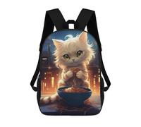 sinyumoney Cute Cat Eating Spaghettii Mochila Escolar Mochilas Escolares Para Niñas Y Niños Mochila Con Bolsillo Mochila Escolar De Moda Para Niños 17inch