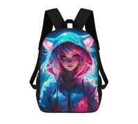 sinyumoney Cute Cat Girls Neon Mochila Escolar Grande Para Niños Para El Campus, Actividades Al Aire Libre, Viajes Y Deportes 17inch