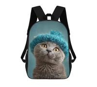 sinyumoney Cute Cat in Blue Hat Mochila Escolar Resistente Al Agua, Mochila De Viaje, Bolsa Para Computadora - Perfecta Para Viajes, Trabajo Y Uso Diario 17inch