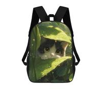 sinyumoney Cute Cat in Rain Forest Mochila Escolar Infantil Con Impresión 3D, Mochila Escolar Informal Para Niños De Primaria Y Secundaria 17inch