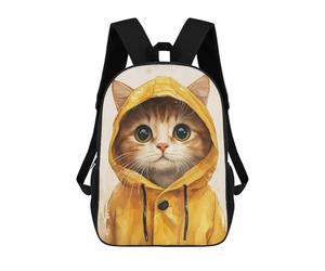 sinyumoney Cute Cat in Yellow Raincoat Mochilas Impresas En 3D Para Niños, Mochila Escolar, Mochila Informal Para Exteriores, Mochila Informal De Moda Para Niños, Lindas Bolsas De Viaje 17inch