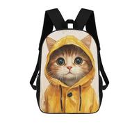 sinyumoney Cute Cat in Yellow Raincoat Mochilas Para Niños Mochilas Escolares Mochila Escolar Para Niños Impresa En 3D Mochilas De Viaje De Moda Para Niños De Primaria Y Secundaria 17inch