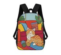 sinyumoney Cute Cat on A Couch Mochila Infantil Para Niñas, Mochila Escolar 3D, Mochila Para Niños Pequeños, Mochila Informal De Día, Mochila Escolar De Moda 17inch