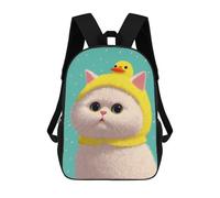 sinyumoney Cute Cat with Duck Hat Mochila Escolar Infantil, Mochilas Impresas En 3D, Mochilas Escolares De Moda Para Niños De Primaria Y Secundaria 17inch