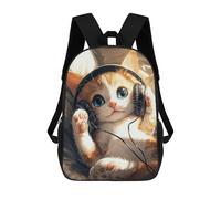 sinyumoney Cute Cat with Headphones Mochila Escolar Infantil Impresa En 3D Para Niños, Mochilas De Viaje, Bolsas Para Libros, Mochila Escolar Infantil 17inch