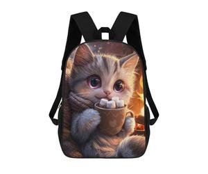 sinyumoney Cute Cat with Hot Chocolate Mochila Escolar Ligera Para Aeropuerto Y Estudiantes Universitarios: Perfecta Para Viajes, Trabajo Y Uso Diario 17inch
