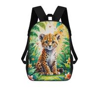 sinyumoney Cute Cheetah Cub in Jungle Watercolor Mochila Escolar Mochila Para Niños Impresa En 3D Mochilas Infantiles Para Niños Y Niñas Mochilas Escolares Mochilas De Viaje Para Niños 17inch