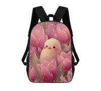 sinyumoney Cute Chick in Pink Tulips Mochila Escolar Informal Para El Día A Día, Para La Escuela, El Trabajo Y Los Viajes Para Hombres, Mujeres Y Adolescentes. 17inch