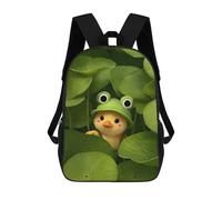 sinyumoney Cute Chick with Frog Hat in Lilypads Mochilas Para Niños Mochila Escolar Mochila Escolar Impresa En 3D Mochilas Escolares De Moda Para Niños De Primaria Y Secundaria 17inch