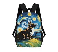 sinyumoney Cute Corgi at Night Mochilas Impresas En 3D Para Niños 17inch Mochilas De Moda Informales Para El Día A Día, Bolsas De Viaje, Mochilas Informales Para Exteriores Para Niños Y Niñas
