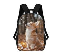 sinyumoney Cute Corgi Puppy in Autumn Leaves 17inch Mochila Escolar Impresa En 3D Para Niños, Mochila Escolar Informal De Moda, Mochilas De Viaje Para Niños Y Estudiantes.