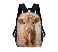 sinyumoney Cute Cow with Bow in Garden Mochila Escolar Infantil Impresa En 3D Para Niños, Mochila De Viaje De Alta Capacidad, Mochilas Para Libros De 17 Pulgadas Para Niños
