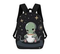 sinyumoney Cute Cthulhu with Coffee Mochila Escolar De Moda Para Material Escolar, Mochila Impermeable Informal Para Niños/niñas/adolescentes 17inch