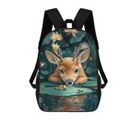 sinyumoney Cute Deer And Frogs in Pond Mochilas Impresas En 3D Para Niños, Mochila Escolar, Mochila De Moda Para Niños De Primaria Y Secundaria 17inch