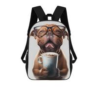 sinyumoney Cute Dog And Espresso Mochila Escolar Impresa En 3D 17inch Mochila Escolar Infantil Mochilas De Viaje Mochila Informal De Moda Para Niños Y Estudiantes