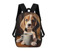sinyumoney Cute Dog Puppy Coffee Pup Mochilas Impresas En 3D Para Niños 17inch Mochilas De Moda Informales Para El Día A Día, Bolsas De Viaje, Mochilas Informales Para Exteriores Para Niños Y Niñas
