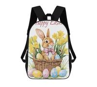 sinyumoney Cute Easter Bunny Basket Mochila Escolar Para Niños Con Impresión 3D, Mochila Moderna Para Niños Y Niñas, Mochila Informal Para Estudiantes. 17inch