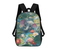 sinyumoney Cute Elephant in Lotus Pond Mochila Infantil, Mochila Escolar Impresa En 3D, Mochila Para Niños Y Niñas, Mochila Escolar Ajustable Para La Escuela Primaria 17inch