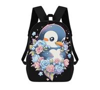 sinyumoney Cute Floral Penguin Lovers Mochila Escolar Impresa En 3D Para Niños, Mochila Escolar, Mochilas De Viaje, Bolso Informal De Moda Para Niños Y Estudiantes 17inch