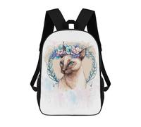 sinyumoney Cute Floral Siamese Cat Mochilas Escolares Ligeras Para Aeropuerto, Estudiantes Universitarios, Mochila Para La Escuela/trabajo/viajes 17inch