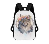 sinyumoney Cute Floral Siberian Cat Mochila Ligera Informal Para El Día A Día, Mochila Escolar Para Adolescentes, Chicas, Chicos, Mujeres Y Hombres 17inch
