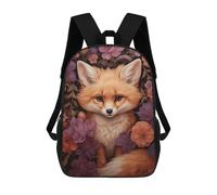 sinyumoney Cute Fox in Fall Flowers Mochila Escolar Para Niños De 17 Pulgadas, Mochila Informal De Viaje Para Niños Y Niñas, Mochila De Gran Capacidad Para El Día A Día 17inch