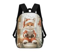sinyumoney Cute Fox in Santa Suit Mochila Escolar Mochilas Escolares Para Niñas Y Niños Mochila Con Bolsillo Mochila Escolar De Moda Para Niños 17inch