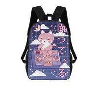 sinyumoney Cute Fox with Music Player Mochila Escolar Impresa En 3D Para Niños, Mochila Escolar Informal De Moda Para Viajes Para Niños Y Estudiantes 17inch