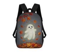 sinyumoney Cute Ghost in Autumn Leaves Mochila Escolar Para Niñas Mochila Impermeable Mochila Informal De Día Mochila Ligera Para Niño Y Niña Mochila Escolar 17inch