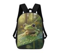 sinyumoney Cute Green Frog on Leaf Mochilas Impresas En 3D Para Niños 17inch Mochilas De Moda Informales Para El Día A Día, Bolsas De Viaje, Mochilas Informales Para Exteriores Para Niños Y Niñas
