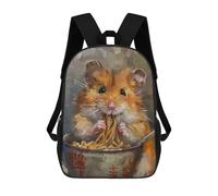 sinyumoney Cute Hamster Spaghetti Eat Mochilas Impresas En 3D Para Niños 17inch Mochilas De Moda Informales Para El Día A Día, Bolsas De Viaje, Mochilas Informales Para Exteriores Para Niños Y Niñas
