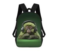 sinyumoney Cute Headphones Monkey Mochila Infantil, Mochila Escolar Para Niños, Mochila Escolar Infantil Con Estampado 3D De Dibujos Animados, Mochila De Gran Capacidad Para Niños Y Niñas 17inch