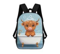 sinyumoney Cute Highland Cow in Bathtub Mochila Infantil, Mochila Escolar Infantil, Mochilas Escolares Impresas En 3D Para Niños Y Estudiantes Adolescentes 17inch