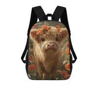 sinyumoney Cute Highland Cow in Flowers 17inch Mochila Escolar Impresa En 3D Para Niños, Mochila Escolar Informal De Moda, Mochilas De Viaje Para Niños Y Estudiantes.