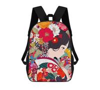 sinyumoney Cute Japanese Kimono Girl Mochila Escolar Infantil Estampada Para Adultos Y Niños, Mochila De Viaje Para El Día A Día 17inch