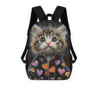 sinyumoney Cute Kitten in Heart Jacket-3 Mochila Escolar/para Ordenador Portátil Para Colegio/trabajo/viajes Para Camping, Aventuras Al Aire Libre Y Viajes Diarios 17inch