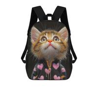 sinyumoney Cute Kitten in Heart Jacket Mochila Escolar Secundaria Informal Para Viajes, Mochilas Para La Escuela Secundaria, Para Acampar, Aventuras Al Aire Libre Y Viajes Diarios 17inch