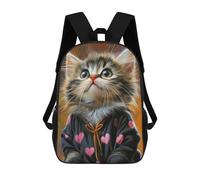 sinyumoney Cute Kitten in Heart-Patterned Robe Mochila Escolar Infantil De 17 Pulgadas Con Estampado 3D De Películas De Anime Para Niños, Mochila De Viaje, Mochila Escolar Infantil