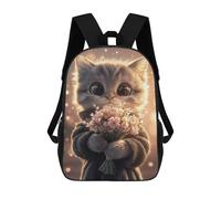 sinyumoney Cute Kitten with Flowers Mochila Escolar Infantil De 17 Pulgadas Con Estampado 3D De Películas De Anime Para Niños, Mochila De Viaje, Mochila Escolar Infantil