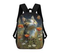 sinyumoney Cute Kitten with Flowers Mochila Escolar Infantil De 17 Pulgadas, Mochila Escolar Impresa En 3D Para Niños De Primaria Y Secundaria