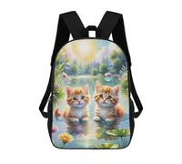 sinyumoney Cute Kittens in Pond Mochilas Impresas En 3D Para Niños 17inch Mochilas De Moda Informales Para El Día A Día, Bolsas De Viaje, Mochilas Informales Para Exteriores Para Niños Y Niñas