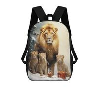 sinyumoney Cute Lion Family Xmas Mochila Escolar Para Niños Y Niñas, Mochila Informal De Viaje, Mochila De Gran Capacidad Para El Día A Día 17inch