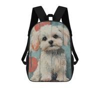 sinyumoney Cute Maltese Dog Portrait on Wood Panel Maltese Dog Art Mochila Escolar Mochilas Escolares Para Niñas Y Niños Mochila Con Bolsillo Mochila Escolar De Moda Mochila Infantil 17inch