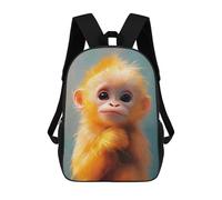 sinyumoney Cute Monkey Portrait Mochila Escolar Infantil Con Impresión 3D, Mochila Escolar Informal Para Niños De Primaria Y Secundaria 17inch