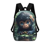 sinyumoney Cute Monkey with Frog on Lilypad Mochila Escolar Impresa En 3D 17inch Mochila Escolar Infantil Mochilas De Viaje Mochila Informal De Moda Para Niños Y Estudiantes
