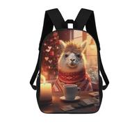sinyumoney Cute Morning Coffee Llama Mochila Escolar Infantil De Moda Informal Mochilas Infantiles Impresas En 3D Mochila Grande Para Niño 17inch