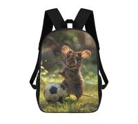 sinyumoney Cute Mouse Ball Soccer Mochila Escolar Infantil De 17 Pulgadas, Impresa En 3D, Estilo Casual, Para Niños, Ideal Para Viajes, Como Mochila Escolar O Para Llevar Libros.
